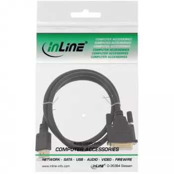 InLine HDMI to DVI kabel male / 18+1 male gold plated 15m, 15 m, HDMI, DVI-D, Gold, 4.95 Gbit/s, Czarny