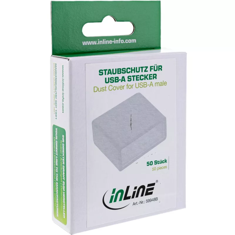InLine zaślepki przeciwkurzowe na USB-A męski, białe, 50 szt.