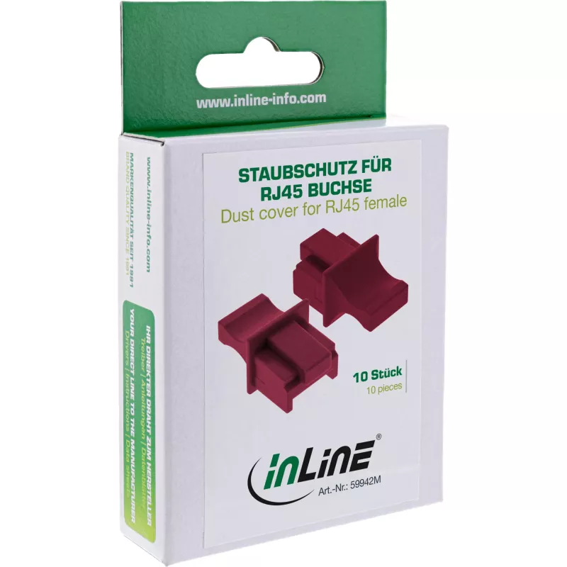 InLine osłona przeciwpyłowa na gniazdo RJ45 żeńskie, ciemnoczerwona, 10 szt.