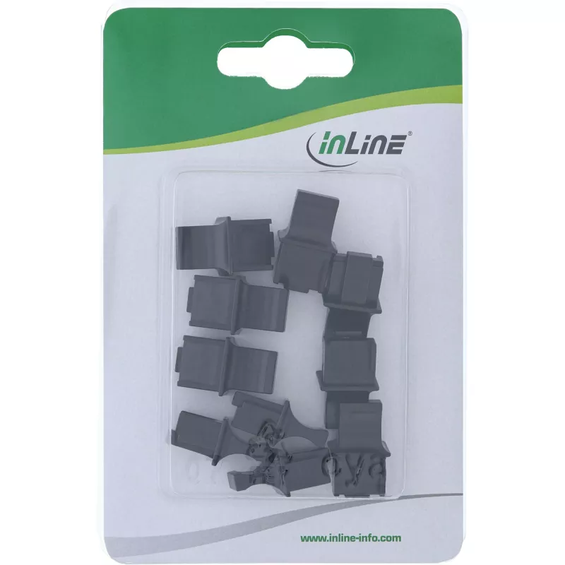 Osłona przeciwpyłowa na gniazdo żeńskie RJ45 InLine 59942C czarna 10 szt.