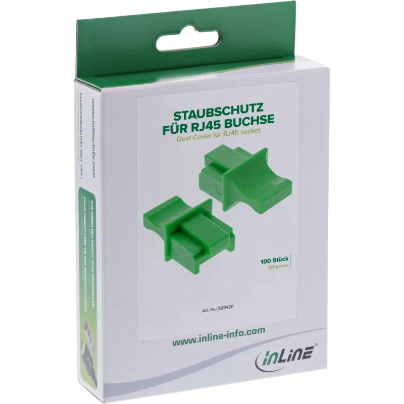 InLine osłona przeciwpyłowa do gniazda RJ45 żeńskiego, zielona, 100 szt.