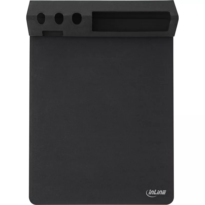 Podkładka pod mysz InLine 55261 — wielofunkcyjna podkładka gumowa z uchwytem na smartfon i długopisy, 250×? mm, czarna