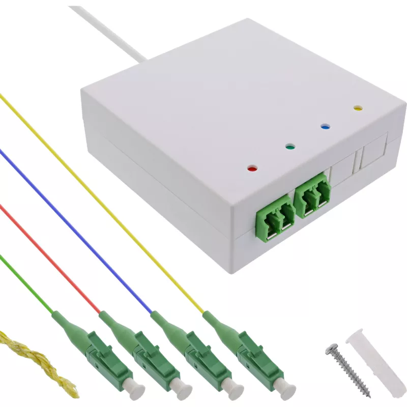 InLine FTTH connection box pre-assembled 4x LC/APC 9/125µm 15m