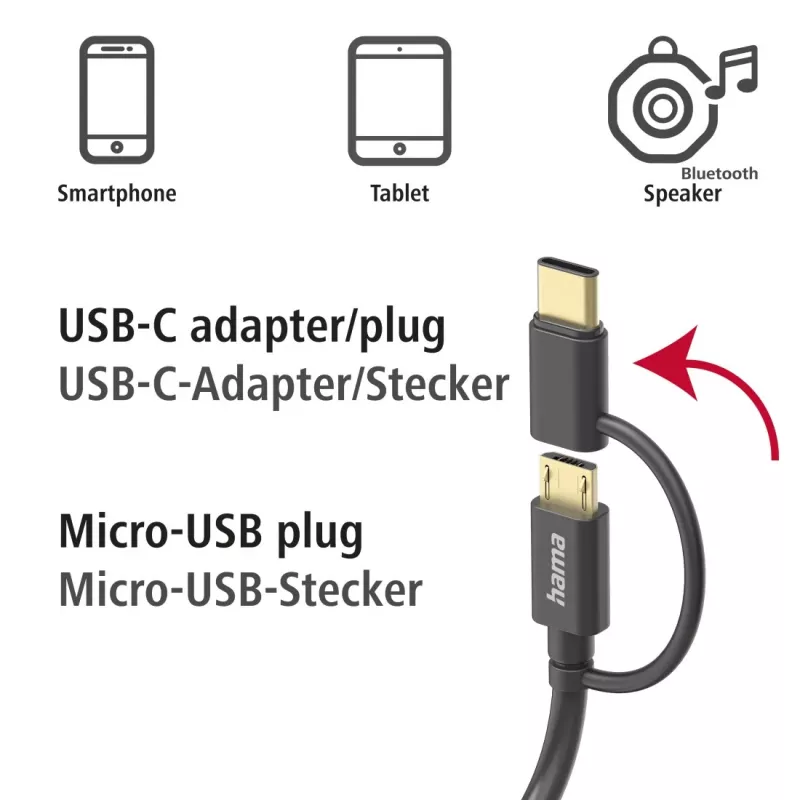 Hama 00201533 Kabel USB USB 2.0 1 m USB A Micro-USB B Czarny