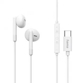 Hama Classy Zestaw słuchawkowy Przewodowy Douszny Połączenia/Muzyka USB Typu-C Biały