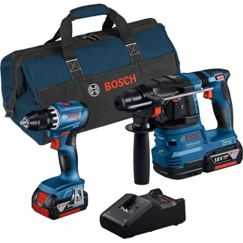 Zestaw narzędzi akumulatorowych Bosch Professional GSR 18V-45 + GBH 18V-22, 2x 4,0 Ah, niebieski