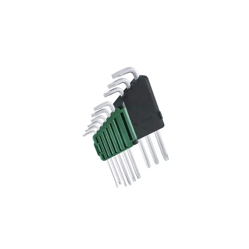 Bosch 1 600 A02 Z9C, zestaw kluczy L-torx, TX10, TX15, TX20, TX25, TX27, TX30, TX40, TX8, TX9, zielony, srebrny, stal, tworzywo sztuczne, 69 mm