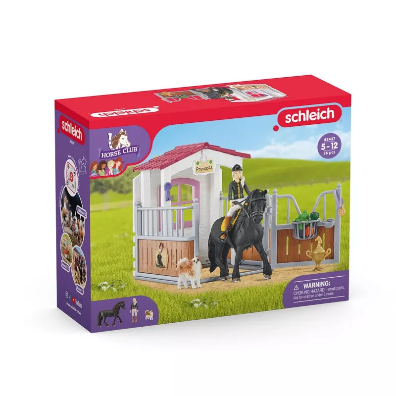schleich HORSE CLUB Przyczepa dla koni z Tori i Princess, Stajnia dla koni, Konie, 5 lat, Wielokolorowy, Plastik