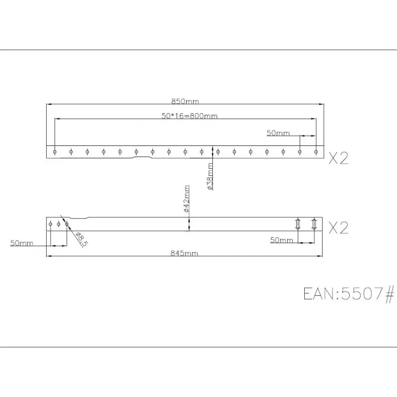 Multibrackets M Rura przedłużająca do montażu sufitowego Czarny 3000 mm, Rura, Czarny, Stal, 4.55 kg, 4.55 kg, 55 mm