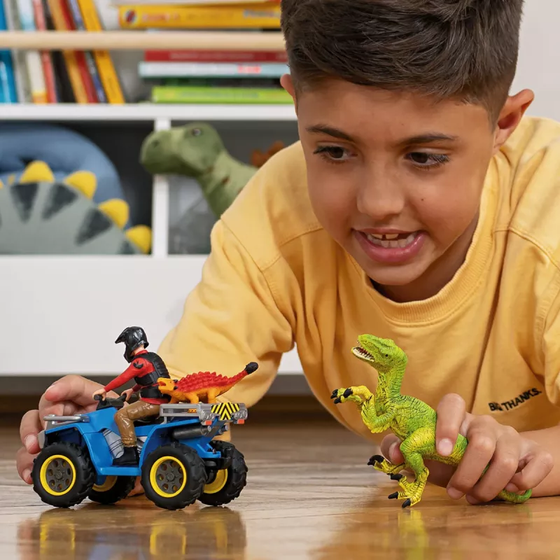 Zestaw zabawek Schleich Dinozaury Ucieczka przed Welociraptorem quadem