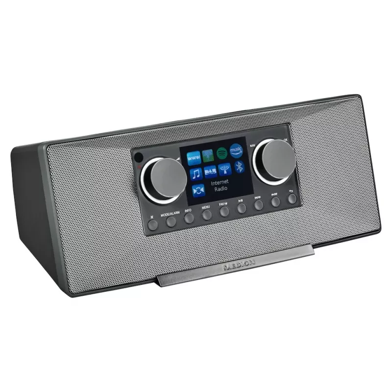 Radio internetowe MEDION LIFE P85333 — DAB+ / FM, 12 W RMS, wyświetlacz 2,8 cala TFT, Wi‑Fi 802.11a/b/g, gniazdo 3,5 mm, szary