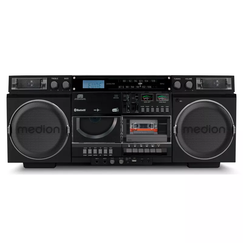System muzyczny MEDION LIFE P66538 — 20 W, głośniki 2-drożne, DAB+/FM/PLL, Bluetooth, wyświetlacz LCD, czarny