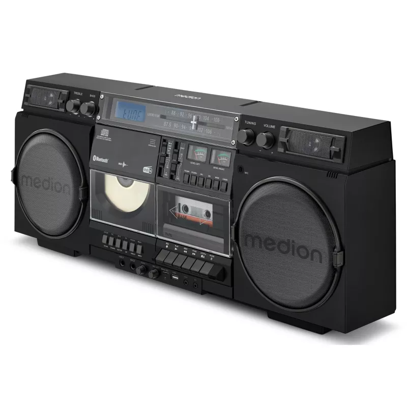 System muzyczny MEDION LIFE P66538 — 20 W, głośniki 2-drożne, DAB+/FM/PLL, Bluetooth, wyświetlacz LCD, czarny