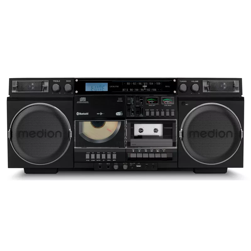 System muzyczny MEDION LIFE P66538 — 20 W, głośniki 2-drożne, DAB+/FM/PLL, Bluetooth, wyświetlacz LCD, czarny