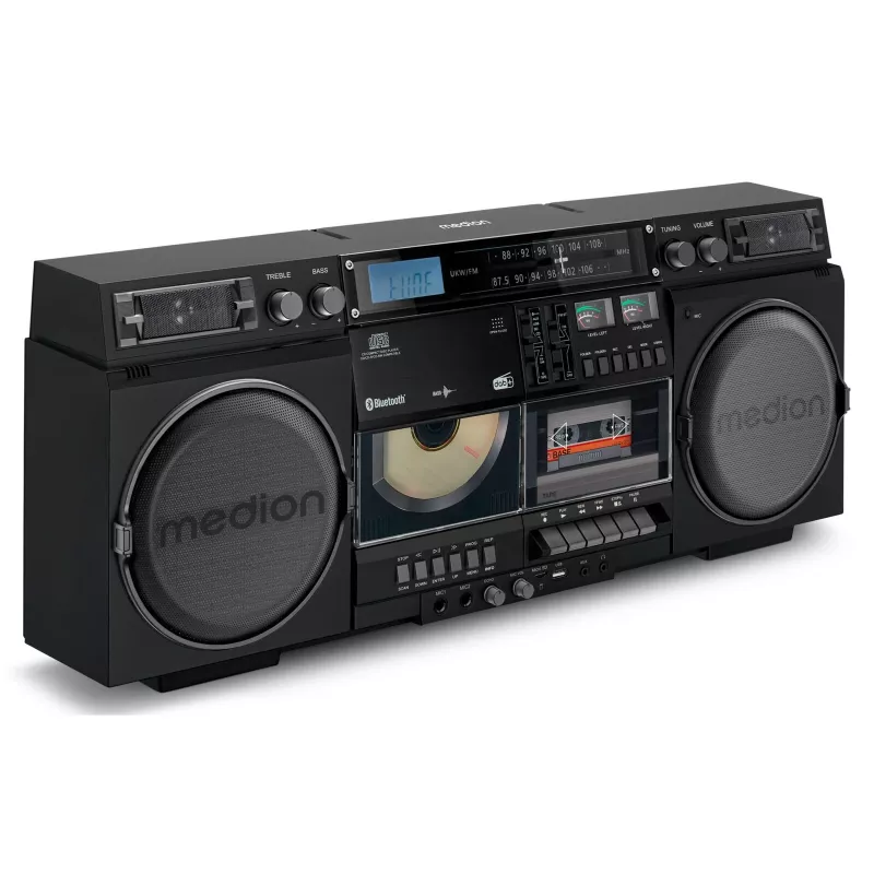 System muzyczny MEDION LIFE P66538 — 20 W, głośniki 2-drożne, DAB+/FM/PLL, Bluetooth, wyświetlacz LCD, czarny