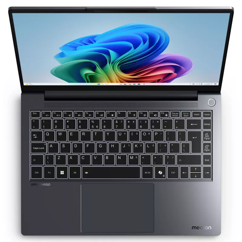 MEDION SPRCHRGD 14 S1 Elite MD62637 Snapdragon X1E-78-100 Laptop 35,6 cm (14 cali) WQXGA+ 16 GB LPDDR5-SDRAM 512 GB SSD Wi-Fi 6E (802.11ax) Windows 11 Home US English Szary