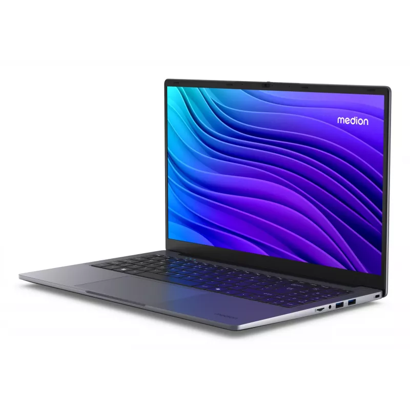 MEDION AKOYA E15223 Intel® N N100 Laptop 39,6 cm (15,6 inch) Full HD 4 GB LPDDR5-SDRAM 128 GB Flash Wi-Fi 5 (802.11ac) Windows 11 Home w trybie S US English Szary