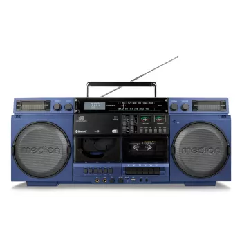 MEDION LIFE P66538 20 W Niebieski kompaktowy system audio — 20 W RMS, głośniki 2-drożne, DAB+/PLL, Bluetooth 10 m, napęd ładowany od przodu