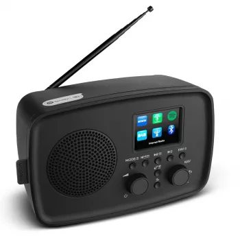 Radio internetowe MEDION 50078817 — DAB+/FM, Wi‑Fi (802.11a/b/g), 5W RMS, 2,4 cala TFT, czarny, obsługa Spotify, IPX1