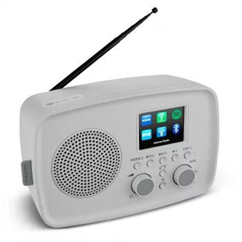 Radio internetowe MEDION 50078819 — DAB+/FM, Wi‑Fi (802.11a/b/g), 5 W RMS, wyświetlacz TFT 2,4 cala, szary, obsługa Spotify