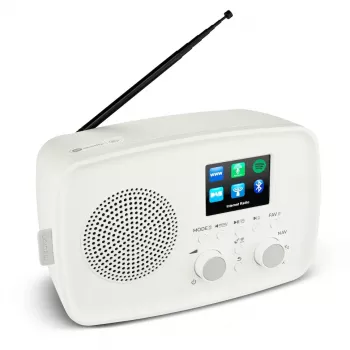 Radio internetowe MEDION 50078821 — DAB+/FM, Wi‑Fi 802.11a/b/g, 5 W RMS, 2,4 cala TFT, białe