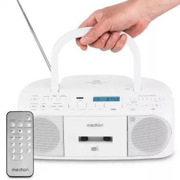 Radio osobiste MEDION 50079330 — tuner DAB+/FM/PLL, 6 W RMS, wyświetlacz LCD, Bluetooth 10 m, słuchawki 3,5 mm