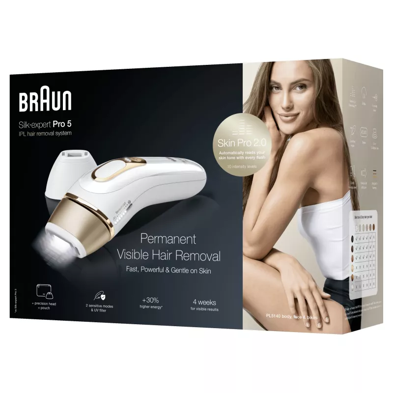 Braun Silk-expert Pro Silk·expert Pro 5 PL5140 Intensywne światło pulsacyjne (IPL) Złoty, Biały