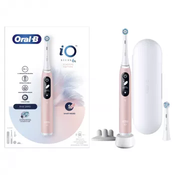 Szczoteczka soniczna Oral-B iO 6S dla dorosłych, wibracyjna, różowa, biała