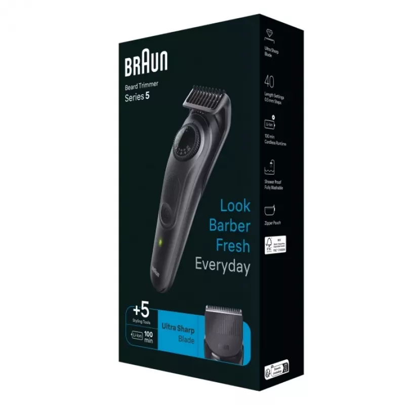 Braun BeardTrimmer 5 BT5420 trymer do brody Akumulatorowa 40 2 cm Czarny