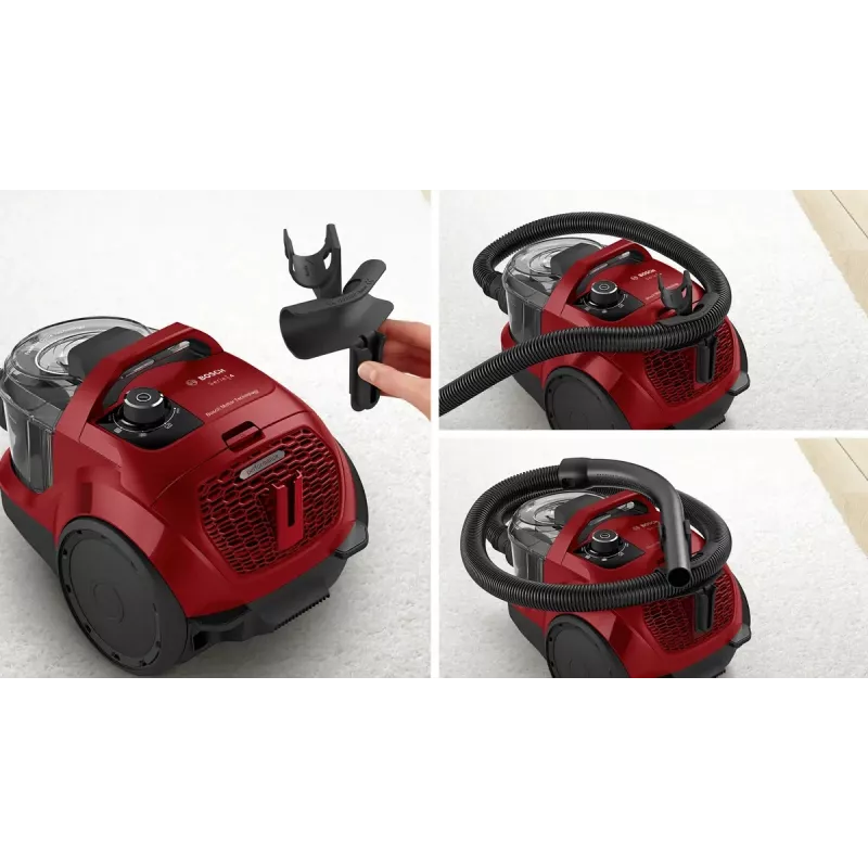 Bosch BGS21CAR, 750 W, odkurzacz bezworkowy, suchy, pojemność 2 L, filtr higieniczny, czerwony