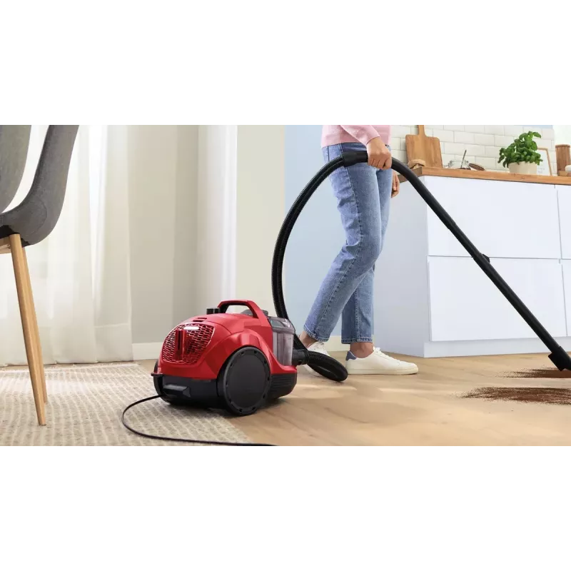 Bosch BGS21CAR, 750 W, odkurzacz bezworkowy, suchy, pojemność 2 L, filtr higieniczny, czerwony