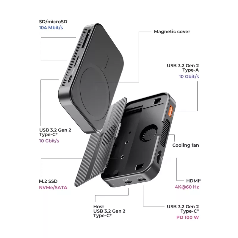 ICY BOX IB-DK4071M-CU31 USB 3.2 Gen 2 (3.1 Gen 1) Typ-C Czarny