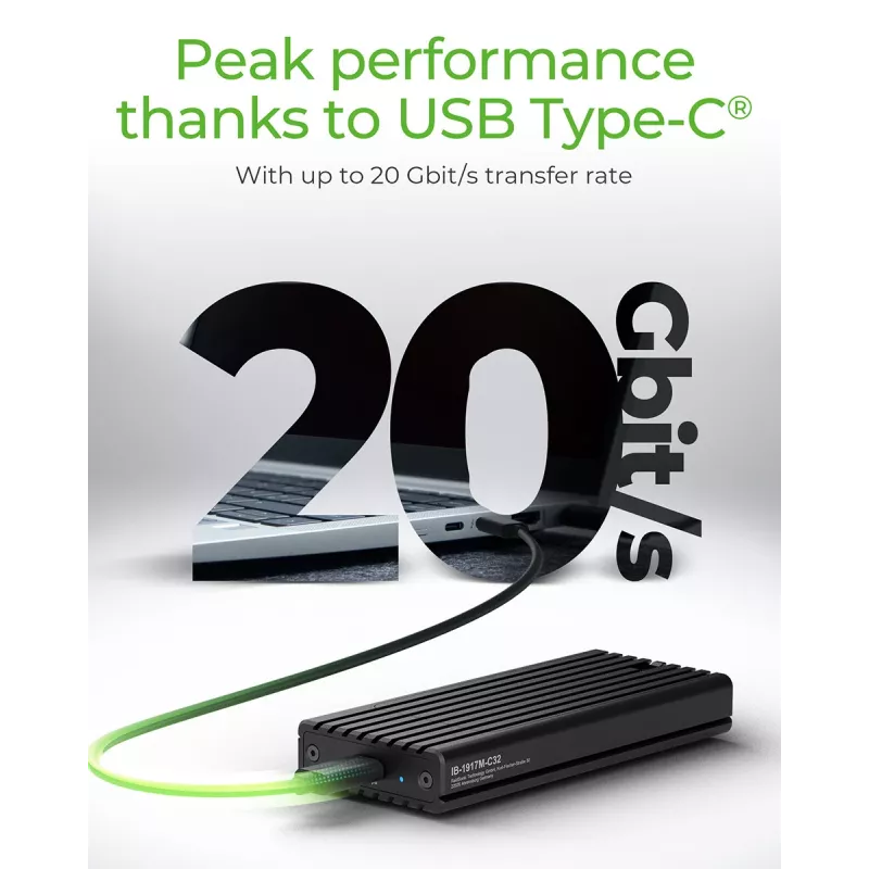 ICY BOX IB-1917M-C32 Obudowa SSD Czarna M.2 Zasilana przez USB