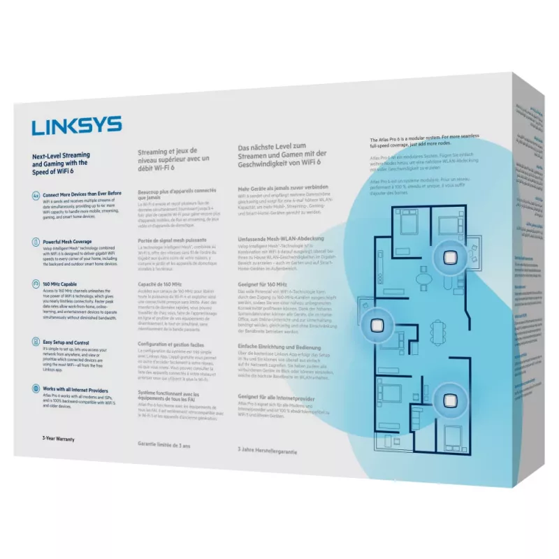 Linksys AX5400 Whole Home Mesh WiFi 6 system dwupasmowy, zestaw 2 szt.