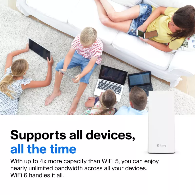 Linksys AX5400 Whole Home Mesh WiFi 6 system dwupasmowy, zestaw 2 szt.