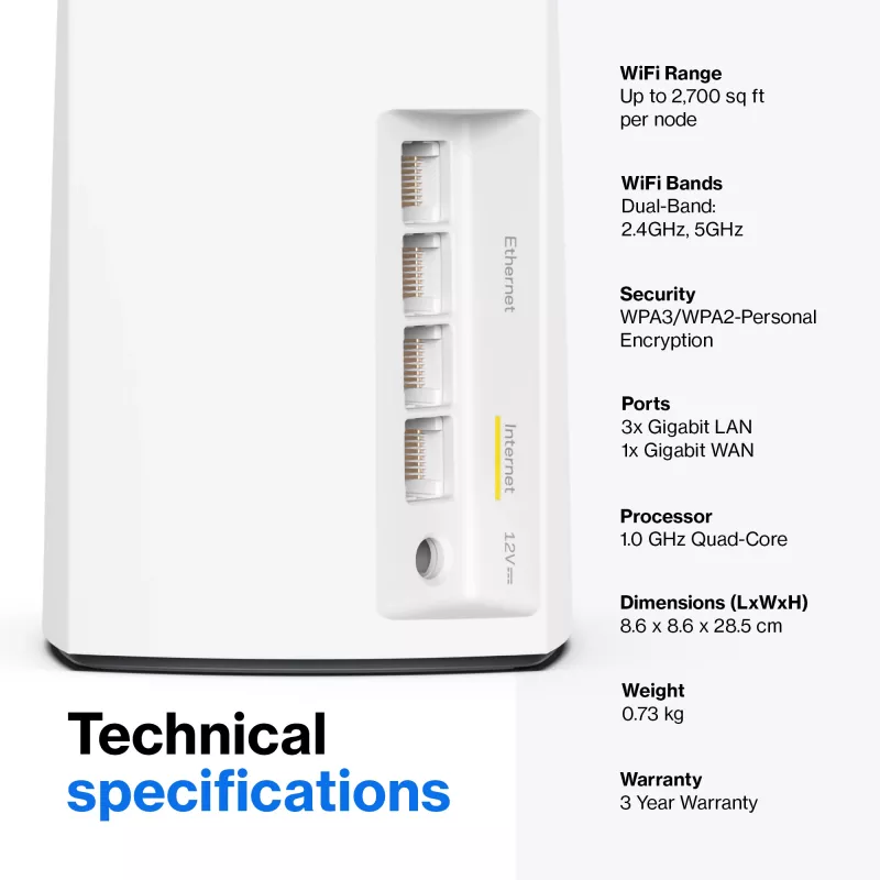 Linksys AX5400 Whole Home Mesh WiFi 6 system dwupasmowy, zestaw 2 szt.