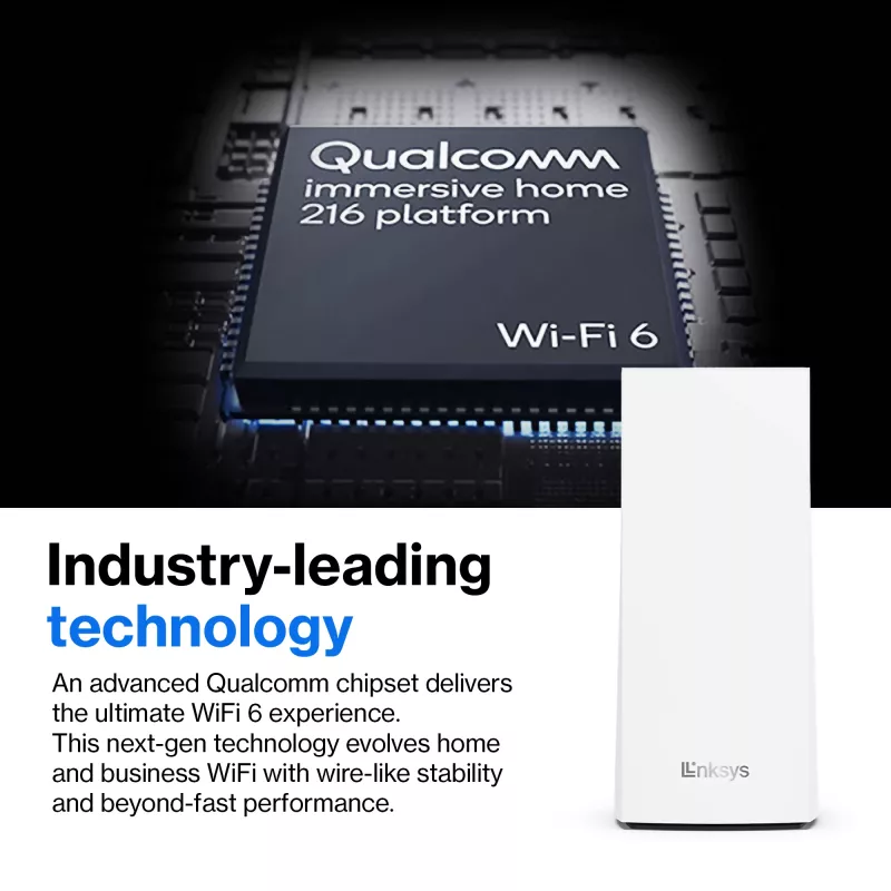 Linksys AX5400 Whole Home Mesh WiFi 6 system dwupasmowy, zestaw 2 szt.