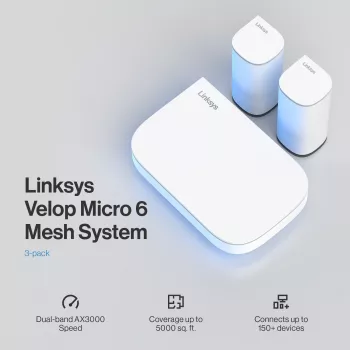 Linksys Velop Micro 6 Mesh System – Dwupasmowy system Wi-Fi 6 AX3000 (3 szt.)