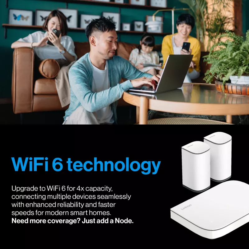 Linksys Velop Micro 6 Mesh System – Dwupasmowy system Wi-Fi 6 AX3000 (3 szt.)