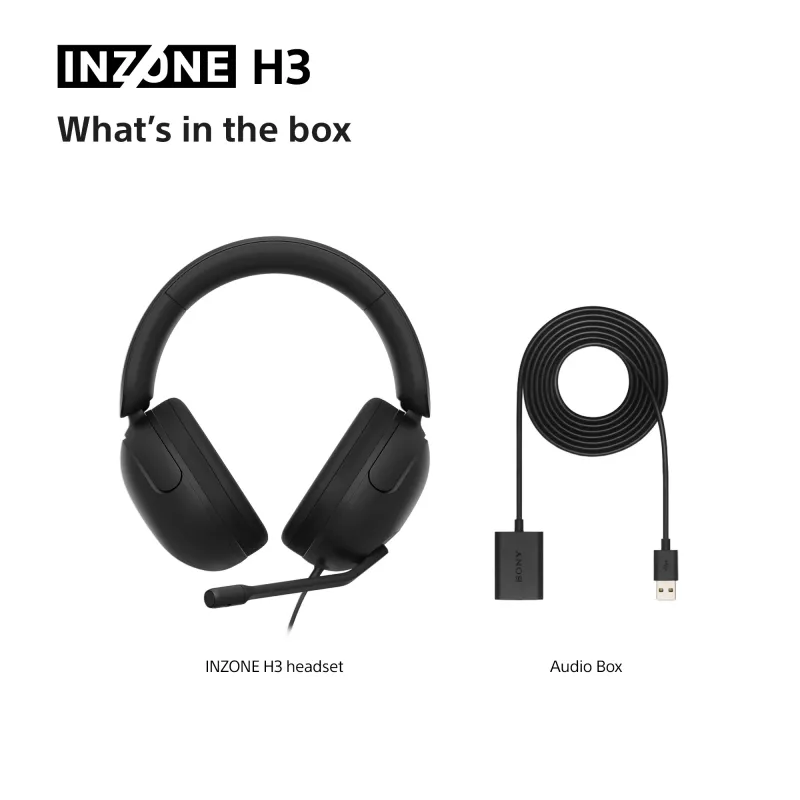 Przewodowy zestaw słuchawkowy nauszny Sony INZONE H3 — czarny, model MDRG300B.CE7