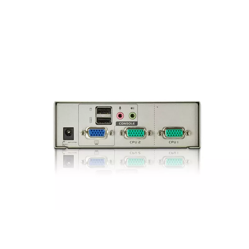 ATEN 2-portowy przełącznik KVM USB VGA z audio (kable KVM w zestawie), 2048 x 1536 pikseli, QXGA, 0,142 W, Szary
