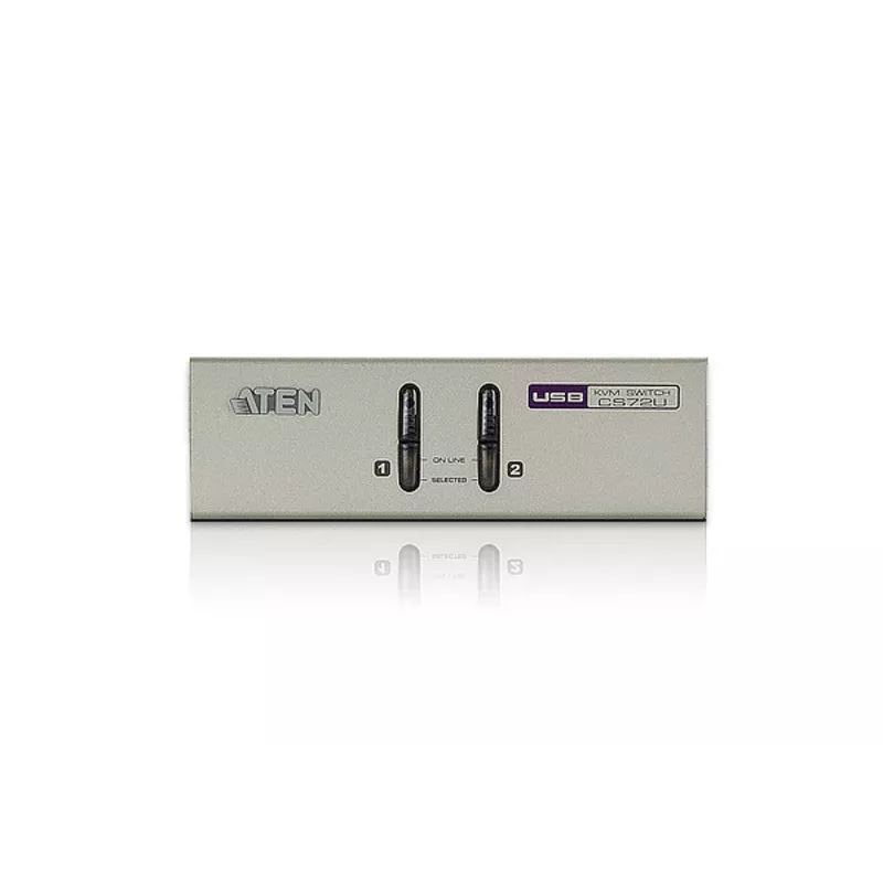 ATEN 2-portowy przełącznik KVM USB VGA z audio (kable KVM w zestawie), 2048 x 1536 pikseli, QXGA, 0,142 W, Szary