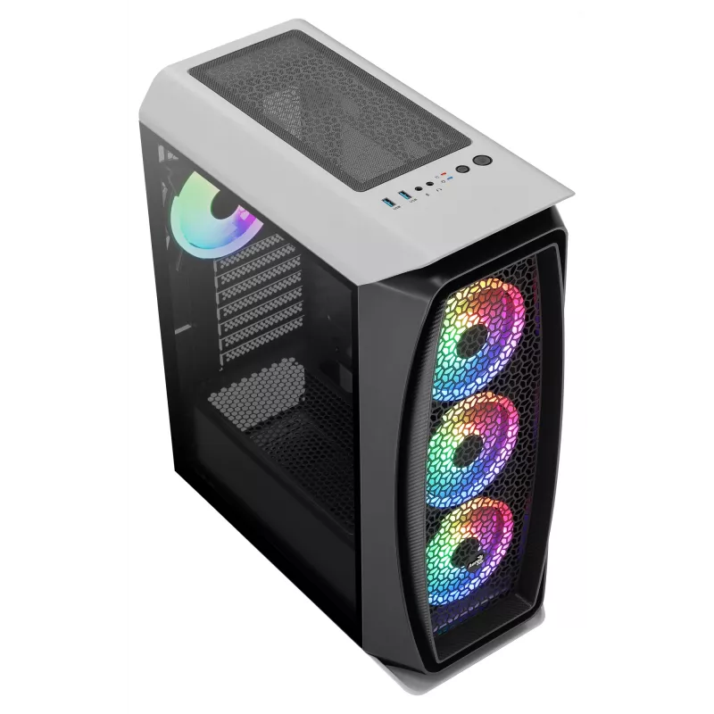 Aerocool AEROONEDUOWHV1 Gaming ATX Case 4xARGB Fans biały, Midi Tower, PC, Biały, ATX, micro ATX, Mini-ITX, Acrylonitrile butadiene styrene (ABS), SPCC, Gaming