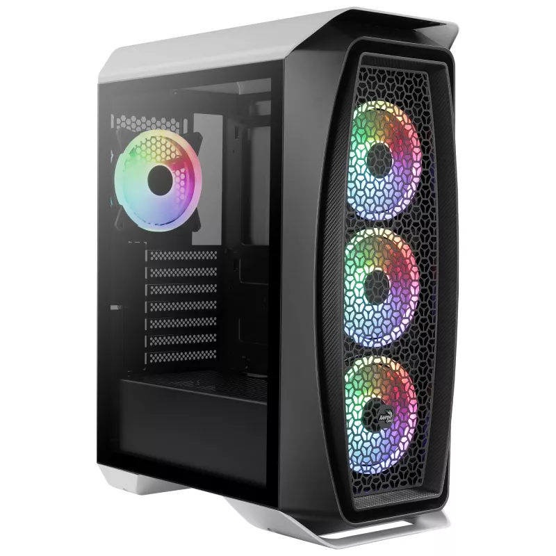 Aerocool AEROONEDUOWHV1 Gaming ATX Case 4xARGB Fans biały, Midi Tower, PC, Biały, ATX, micro ATX, Mini-ITX, Acrylonitrile butadiene styrene (ABS), SPCC, Gaming