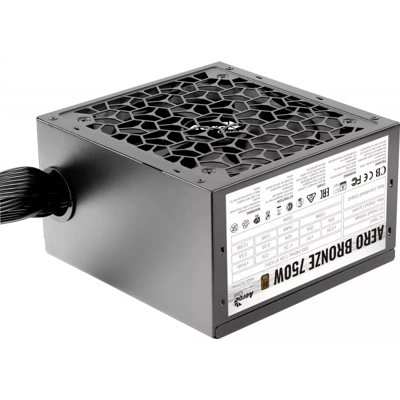 Zasilacz komputerowy AEROCOOL AEROB750 750W 80 PLUS Bronze niemodularny 230V cichy czarny