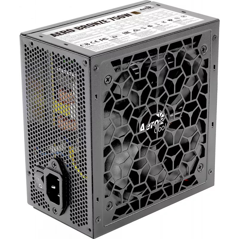 Zasilacz komputerowy AEROCOOL AEROB750 750W 80 PLUS Bronze niemodularny 230V cichy czarny
