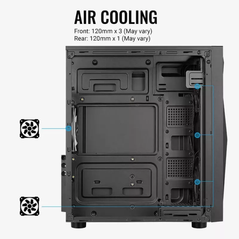Aerocool Glider Szkło Hartowane Czarny
