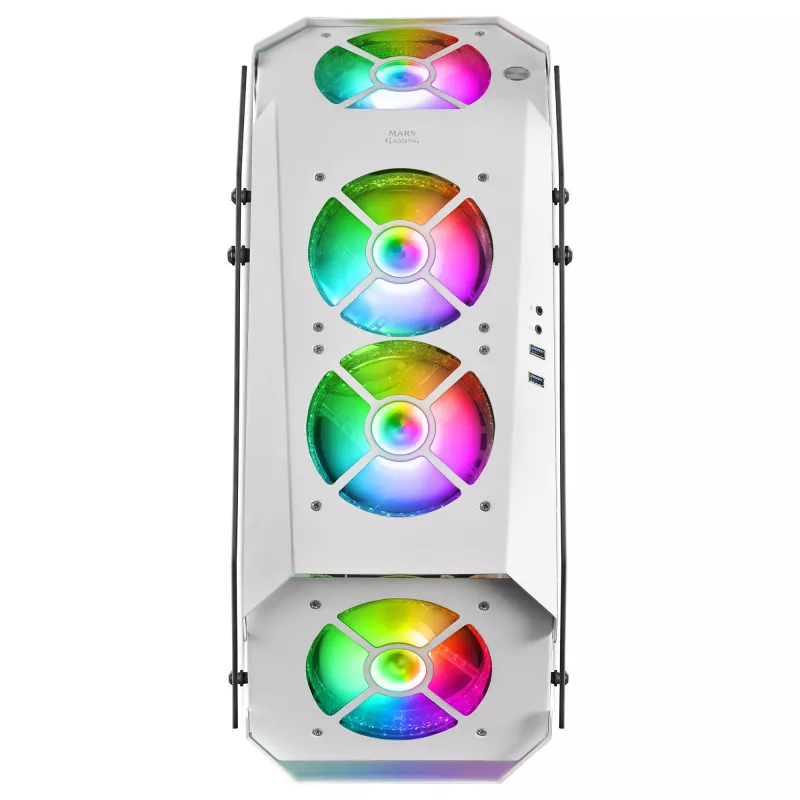Mars Gaming MC51W biały PC Gaming ATX Double Tempered Glass Case 5x RGB 12cm Fan