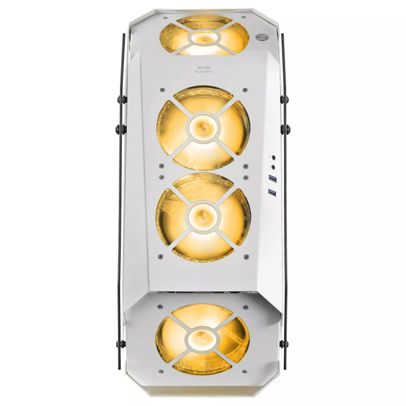 Mars Gaming MC51W biały PC Gaming ATX Double Tempered Glass Case 5x RGB 12cm Fan