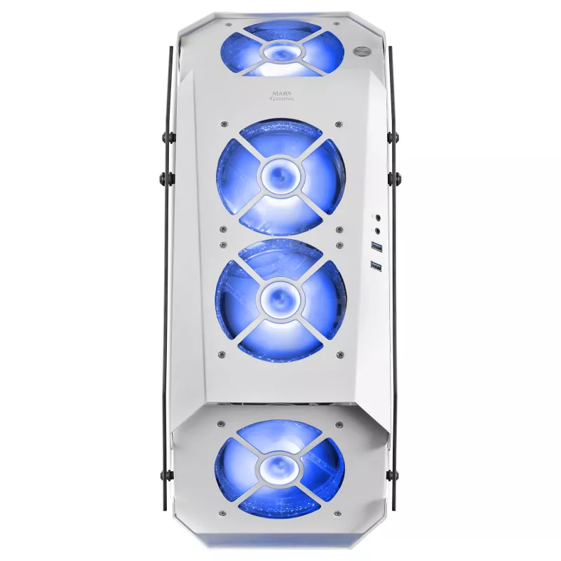 Mars Gaming MC51W biały PC Gaming ATX Double Tempered Glass Case 5x RGB 12cm Fan